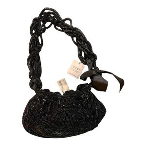 Kotur Purple Black Chain Mail Mesh Metallic Evening Bag Ribbon Draw String NEW $